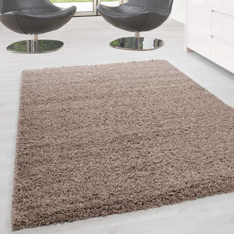 Hoogpolig vloerkleed, effen kleur, poolhoogte 5 cm, beige
