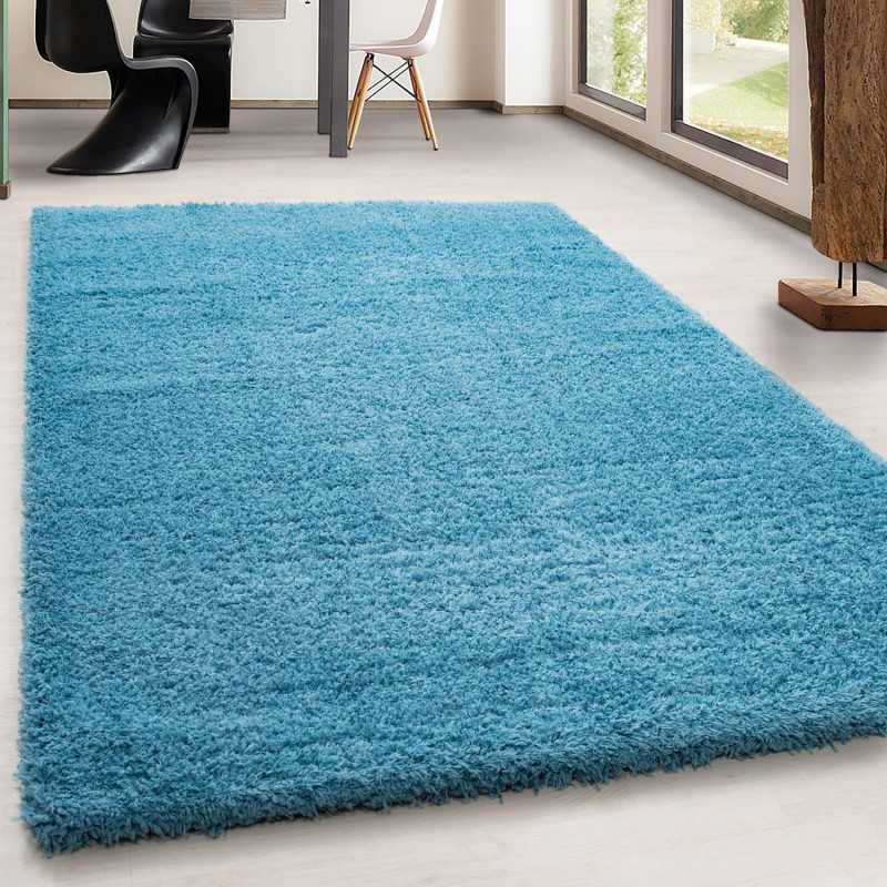 Tapis Ancona Supersoft Shaggy couleur unique Turquoise