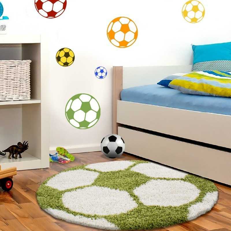 Kindervoetbalkleed voor de kinderkamer, groen en wit