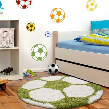 Kindervoetbalkleed voor de kinderkamer, groen en wit