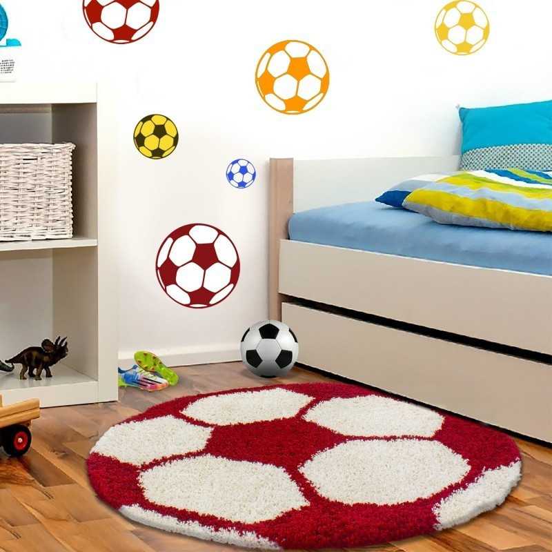 Kindervoetbalkleed voor de kinderkamer, rood en wit