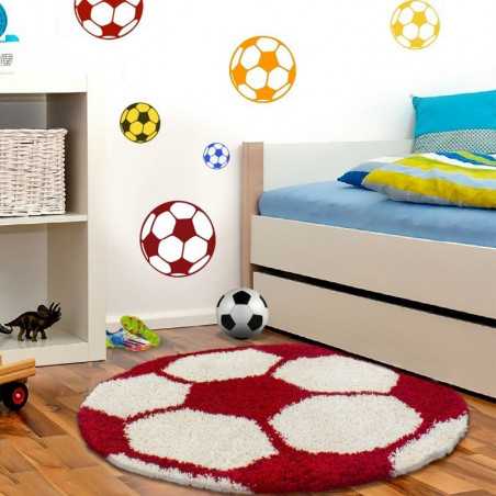 Tapis Enfant Football pour Chambre d'enfant Rouge-Blanc