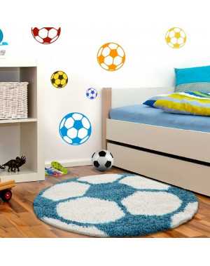 Kindervoetbalkleed voor de kinderkamer, turquoise-wit