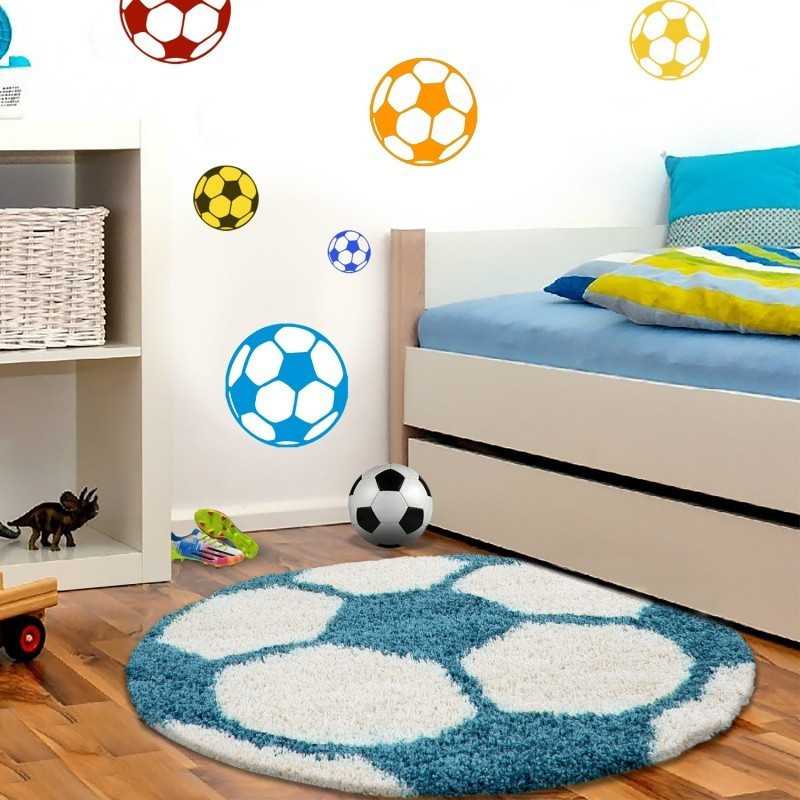 Kindervoetbalkleed voor de kinderkamer, turquoise-wit