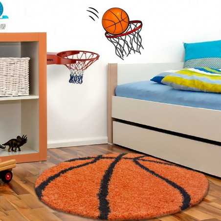 Tapis Enfant Basketball pour Chambre d'enfant Orange-Noir