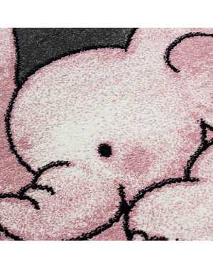 Kinderkamerkleed met olifant en sterren, grijs-wit-roze