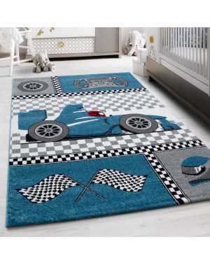 Tapis Enfant Formule 1 voiture de course Kids 0460 BLEU
