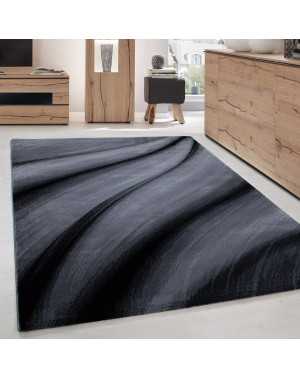 Tapis de salon moderne designe vague Miami 6630 Noir-Gris