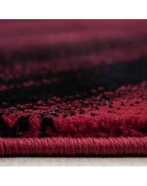 Miami 6630 Modern Wave Design Woonkamertapijt, Rood-Zwart