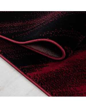 Miami 6630 Modern Wave Design Woonkamertapijt, Rood-Zwart