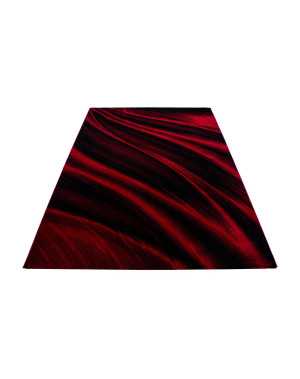 Miami 6630 Modern Wave Design Woonkamertapijt, Rood-Zwart