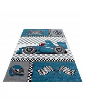 Tapis Enfant Formule 1 voiture de course Kids 0460 BLEU