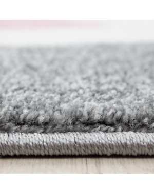 Kinderkamerkleed met kat en sterren, grijs-wit-roze