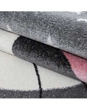 Kinderkamerkleed met kat en sterren, grijs-wit-roze