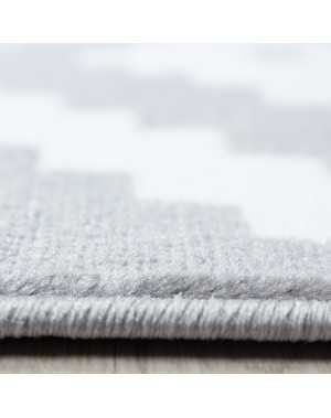 Tapis de salon moderne designe elegance courte pile Gris Blanc