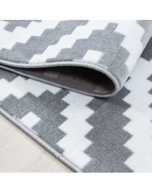 Modern design vloerkleed voor de woonkamer, elegant, kortpolig, grijs en wit.