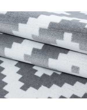 Modern design vloerkleed voor de woonkamer, elegant, kortpolig, grijs en wit.
