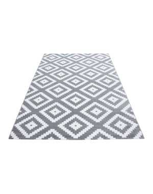 Tapis de salon moderne designe elegance courte pile Gris Blanc