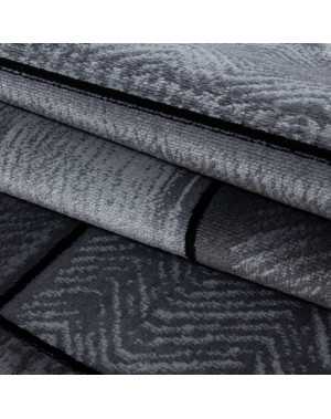 Tapis de salon moderne designe brique courte pile Noir Gris