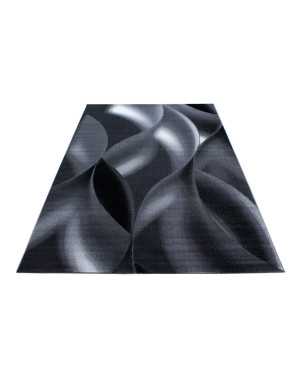 Tapis de salon moderne designe motif des vagues courte pile Noir Gris