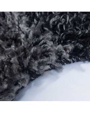 Tapis Shaggy pile longue à carreaux NOIR BLANC GRIS