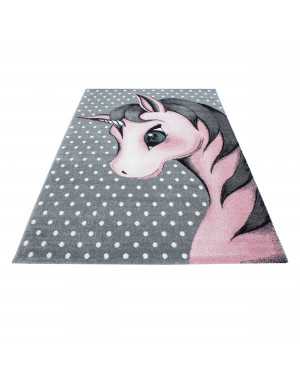 Eenhoorn kinderkamerkleed - Grijs-Wit-Roze