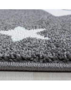 Kinderkamerkleed met vallende stermotief, grijs en wit